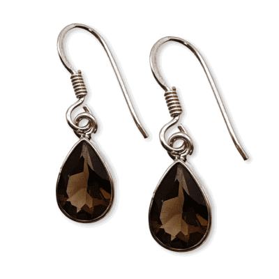 Smoky Quartz Peardrop Drop Earrings