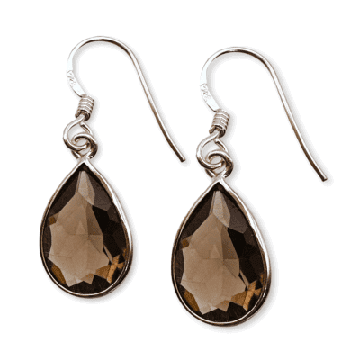 Smoky Quartz Peardrop Drop Earrings