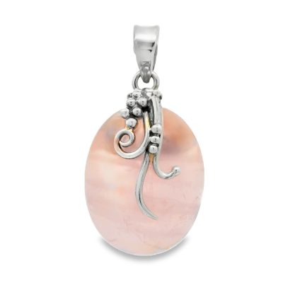 Rose Quartz Pendant with silver detailing 5-8.1g