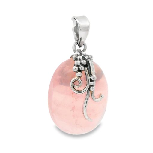 Rose Quartz Pendant with silver detailing 5-8.1g - Image 2