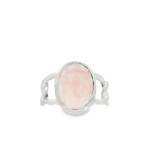 Rose Quartz Oval Faceted Cut Ring - Image 3