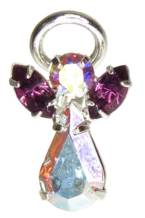 Amethyst Guardian Angel Pin - Swarovski Crystal