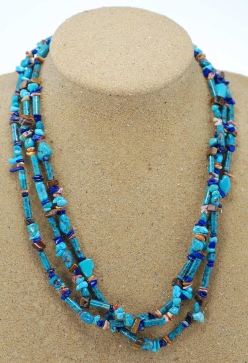 Silver Turquoise/Lapis/Tigers Eye Necklace