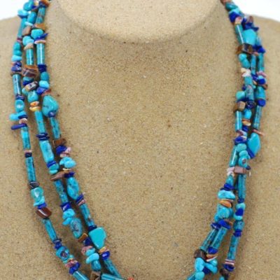 Silver Turquoise/Lapis/Tigers Eye Necklace