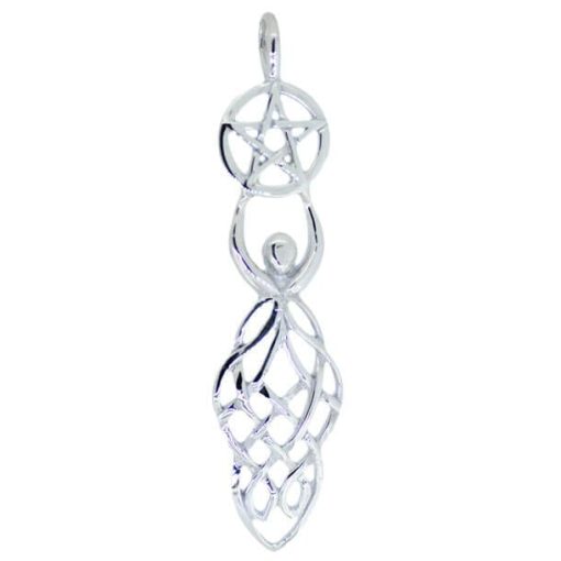 Sterling Silver Celtic Goddess Pentagram Pendant 3580