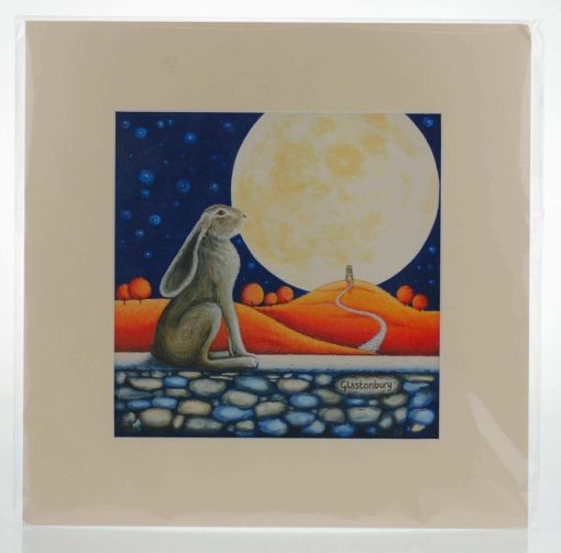 Moon Gazing Hare Mounted Print