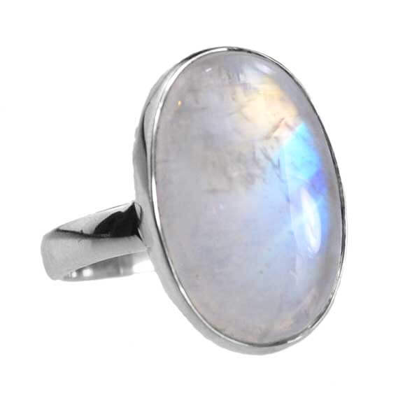 Sterling Silver & AA Grade Rainbow Moonstone Ring