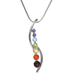 Curved Frame Chakra Pendant And Chain KM4712a
