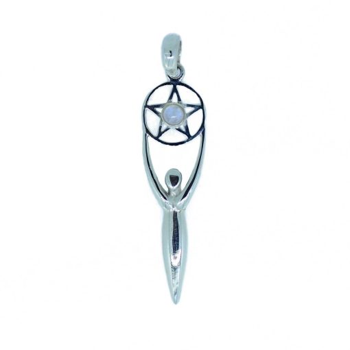 Silver & Moonstone Pentagram Goddess Pendant