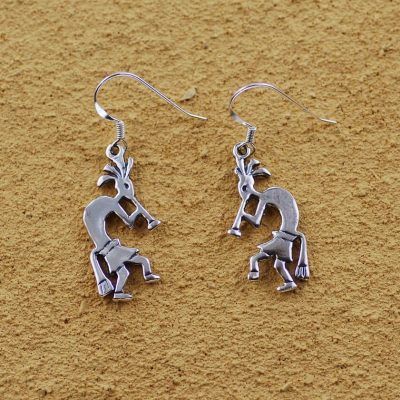 silver kokopelli earrings