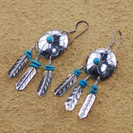 3 Feather Spirit Shield Earrings