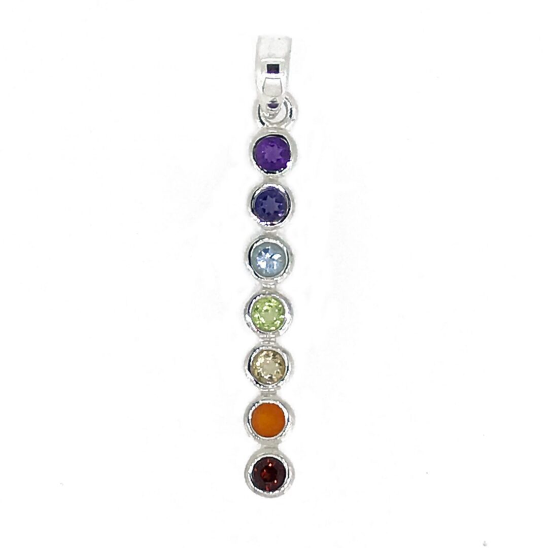 Round Bezel Set Chakra Bar Pendant - Happy Glastonbury | Crystals & Gems