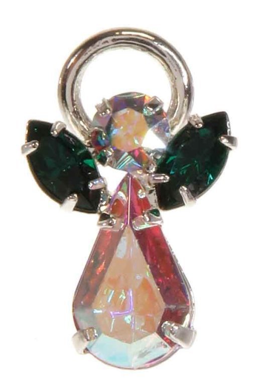 Emerald Guardian Angel Pin - Swarovski Crystal