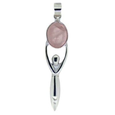 Sterling Silver & Rose Quartz Goddess Pendant 3584