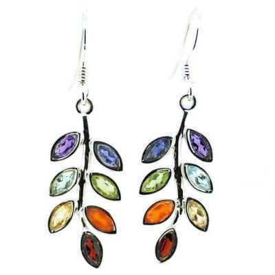 Leaf Design Chakra Earrings