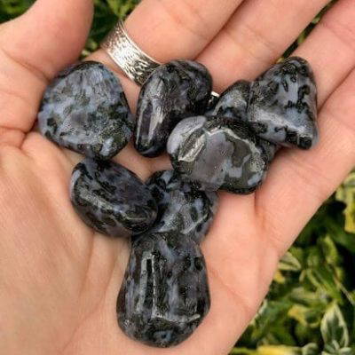 black and grey gemstone