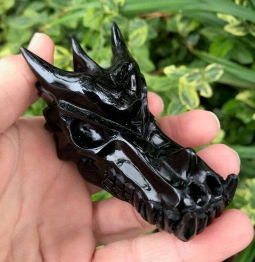 Black Obsidian Dragon Head