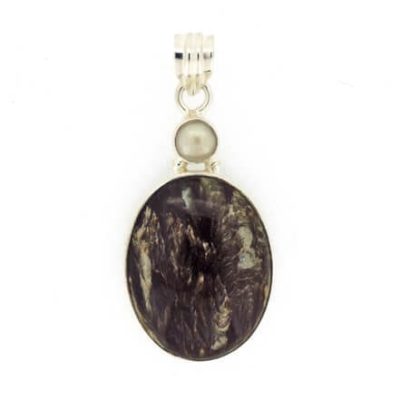 Black-Seraphinite-and-Pearl-Pendant-7.8-grams-7428