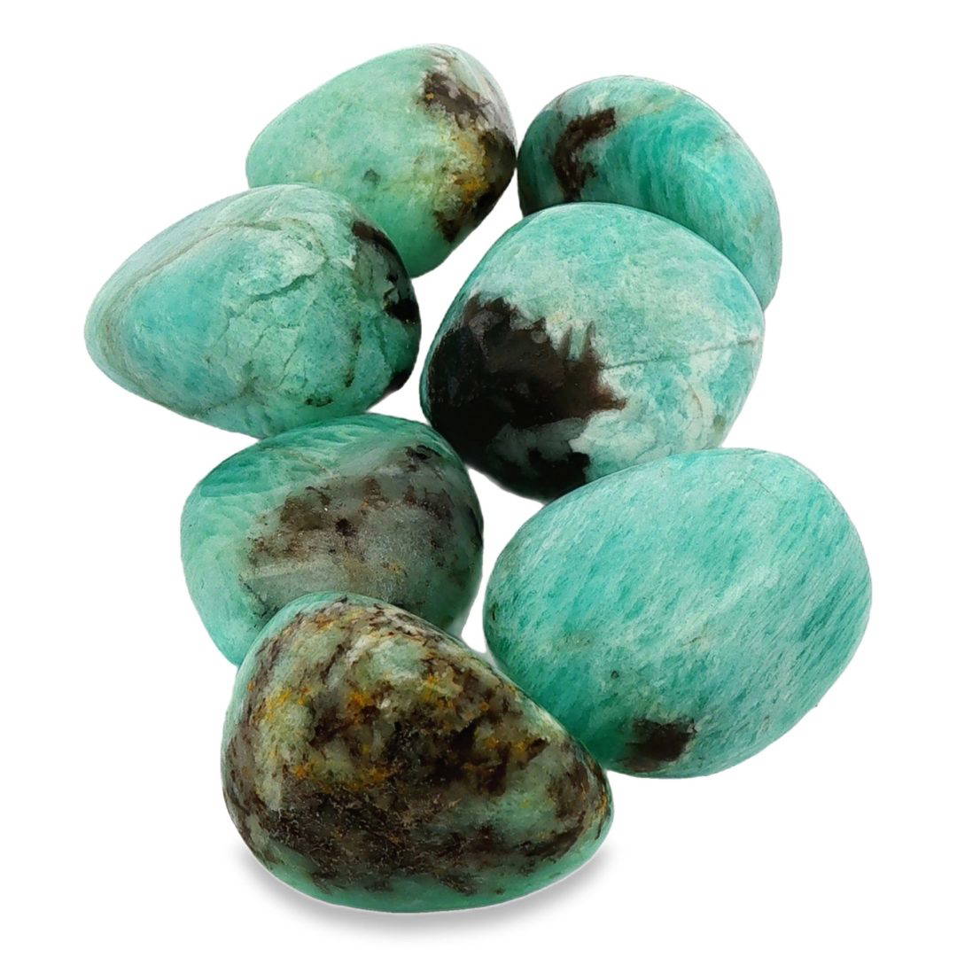 Amazonite With Smoky Quartz & Alabandite Tumbled 14-23g