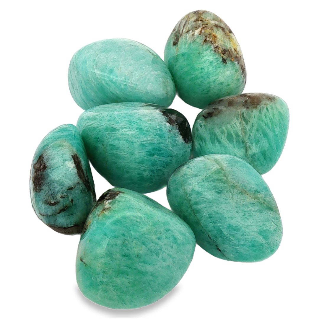 Amazonite With Smoky Quartz & Alabandite Tumbled 14-23g - Image 2