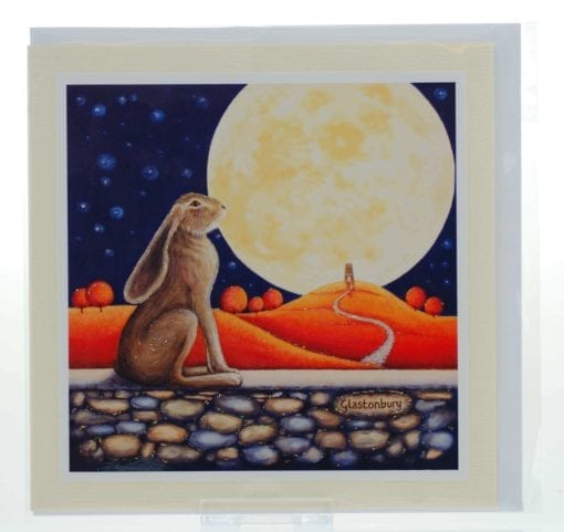Moon Gazing Hare Card - Happy Art