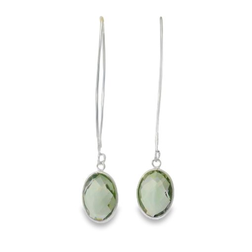 Prasiolite Faceted Oval Earrings 3.4g