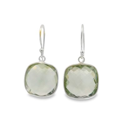 Prasiolite Faceted Square Earrings 5.2g