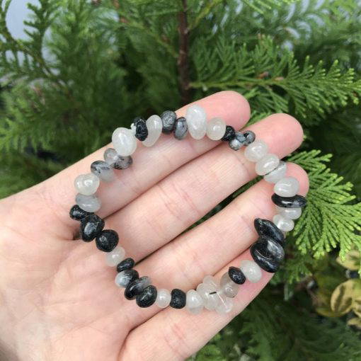 Tourmalinated Quartz Large Chip Elastic Bracelet - Image 2