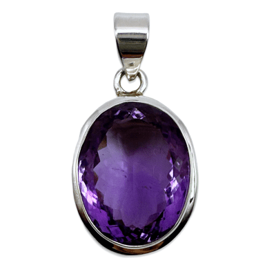 Faceted Amethyst Oval Pendant 15g