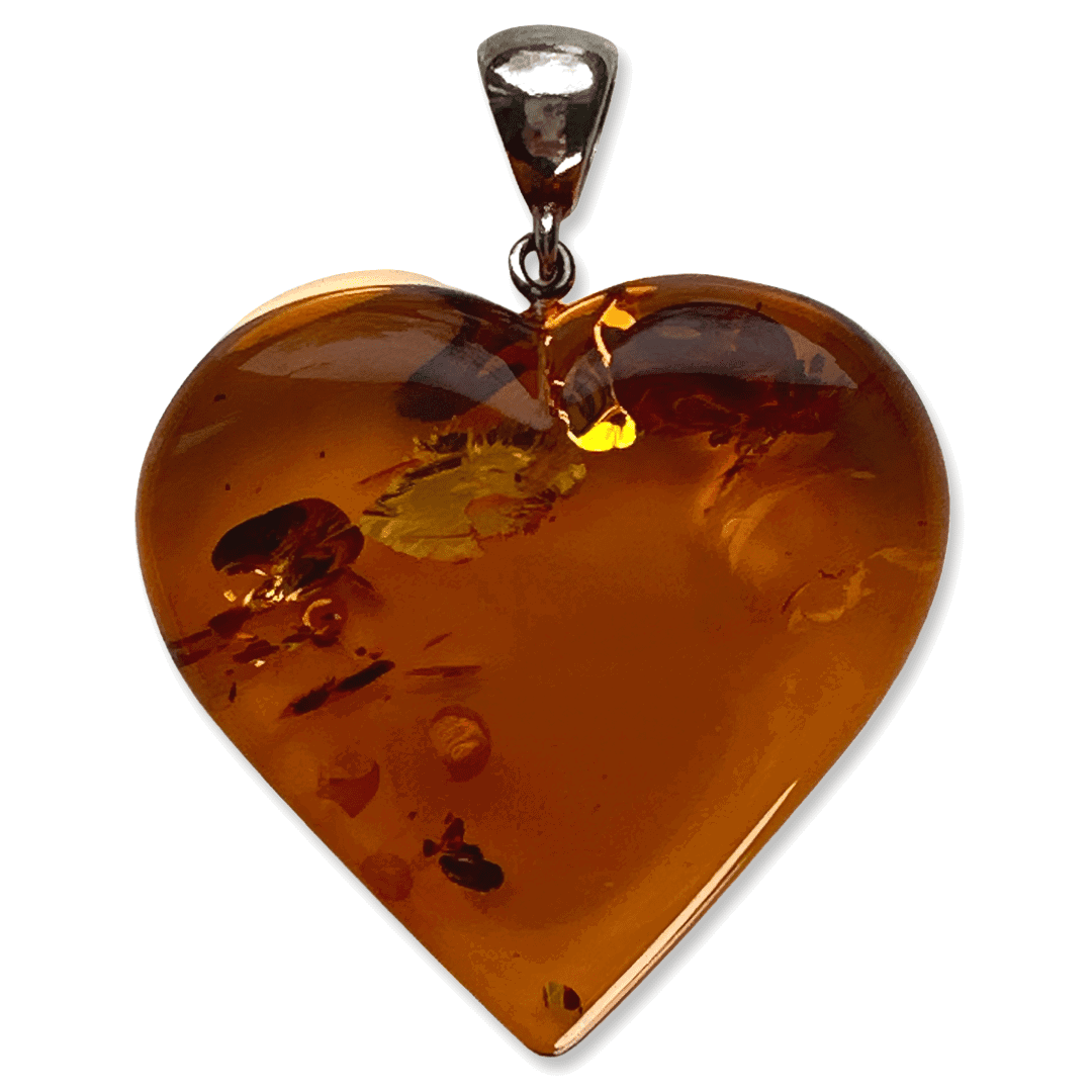 Honey Amber Heart Pendants Honey Amber Heart Pendants