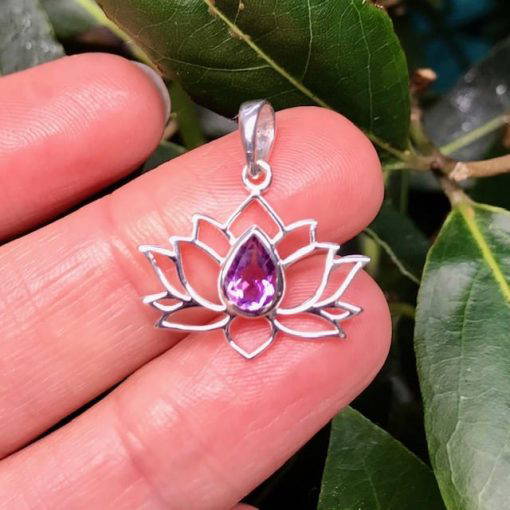 Amethyst Lotus Flower Pendant