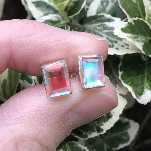 Angel Aura Rectangular Stud Earrings
