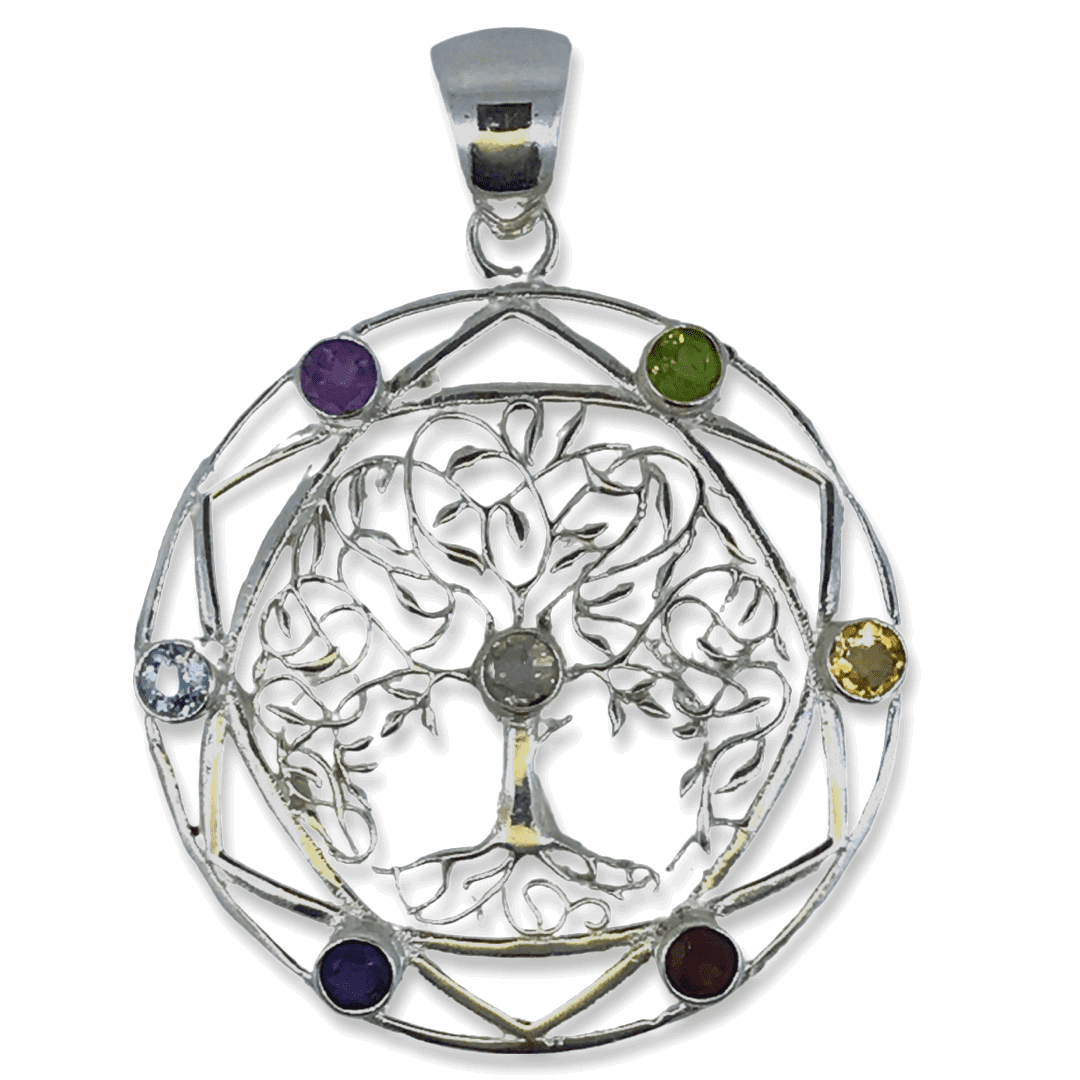 Traditional Tree of Life Chakra Pendant Happy Glastonbury