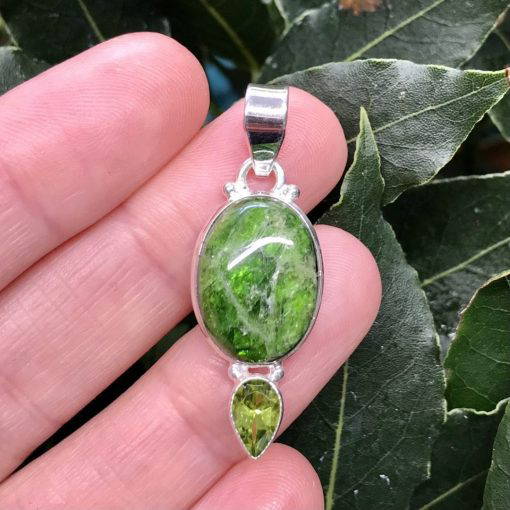 Chrome Diopside and Peridot Pendant 5.43g