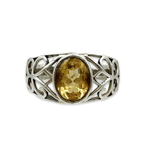 Faceted Citrine Ring - Size P-Q