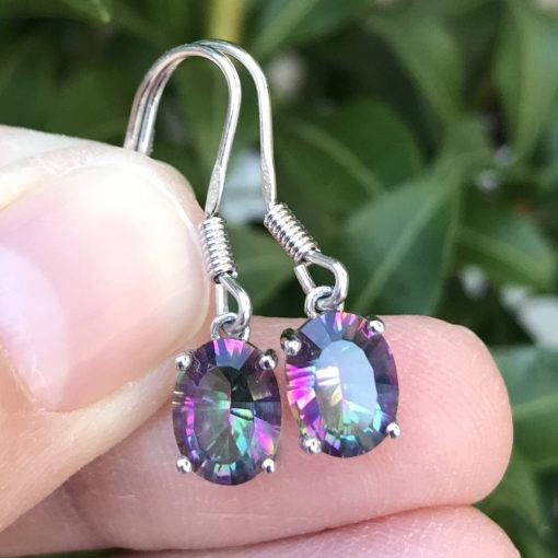 Mystic Topaz Oval Claw Set Drop Earrings - Image 2
