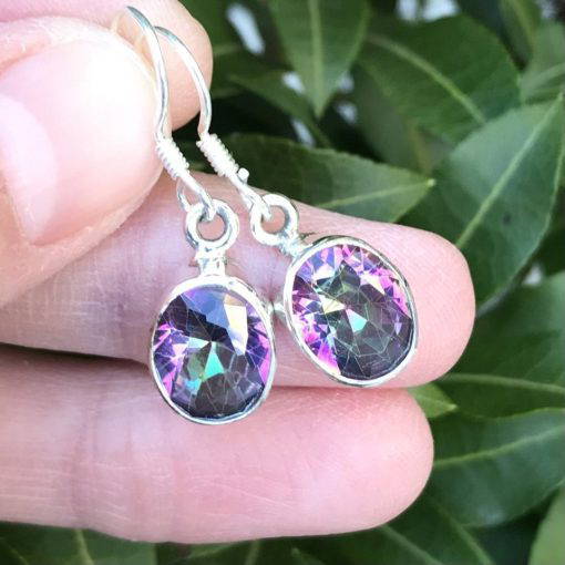 Mystic Topaz Oval Bezel Set Drop Earrings - Image 2