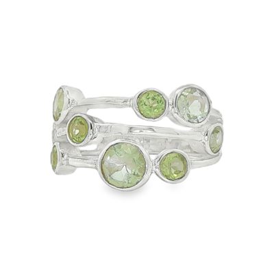 Peridot Faceted Nine Stone Ring Size L & N