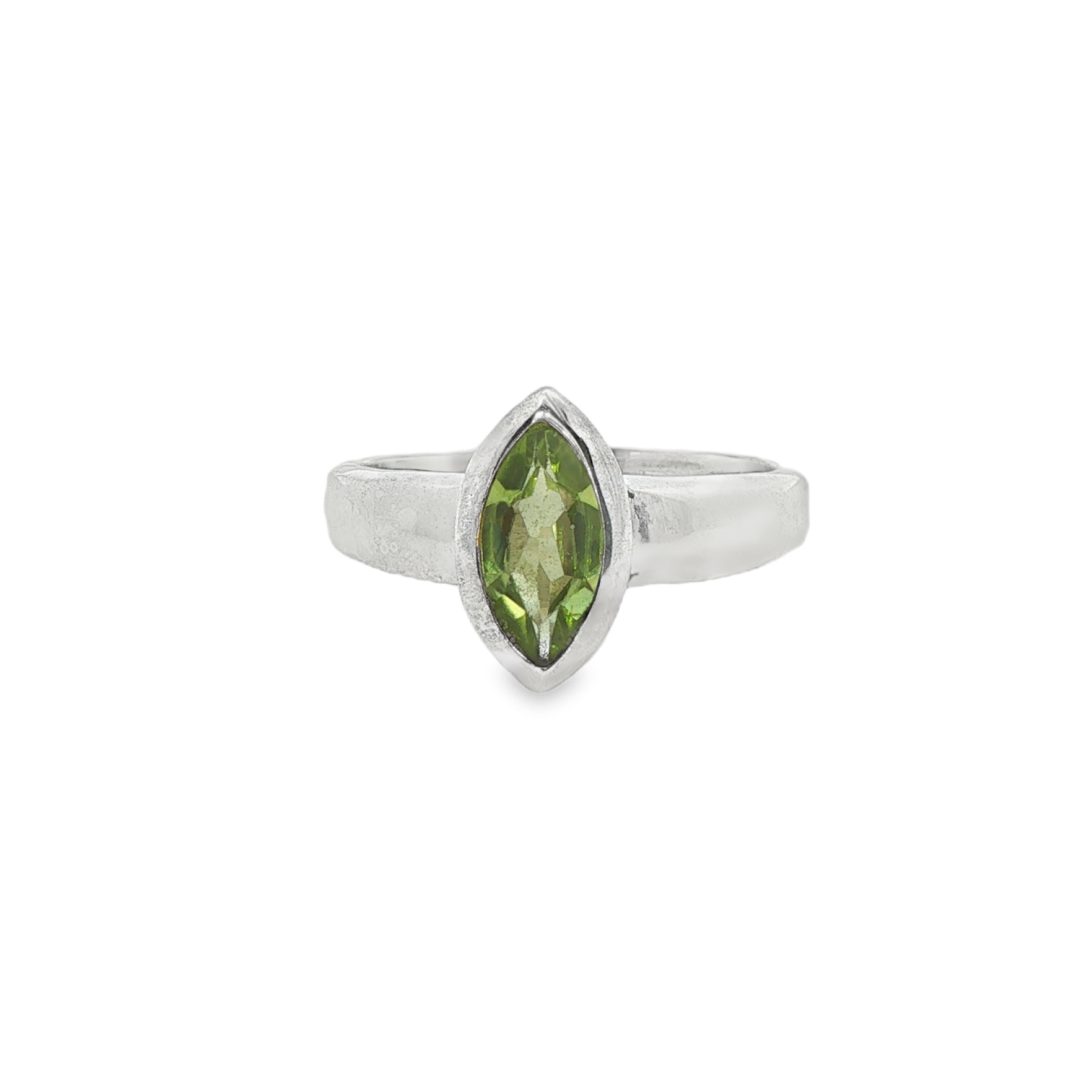 Peridot Faceted Marquise Ring