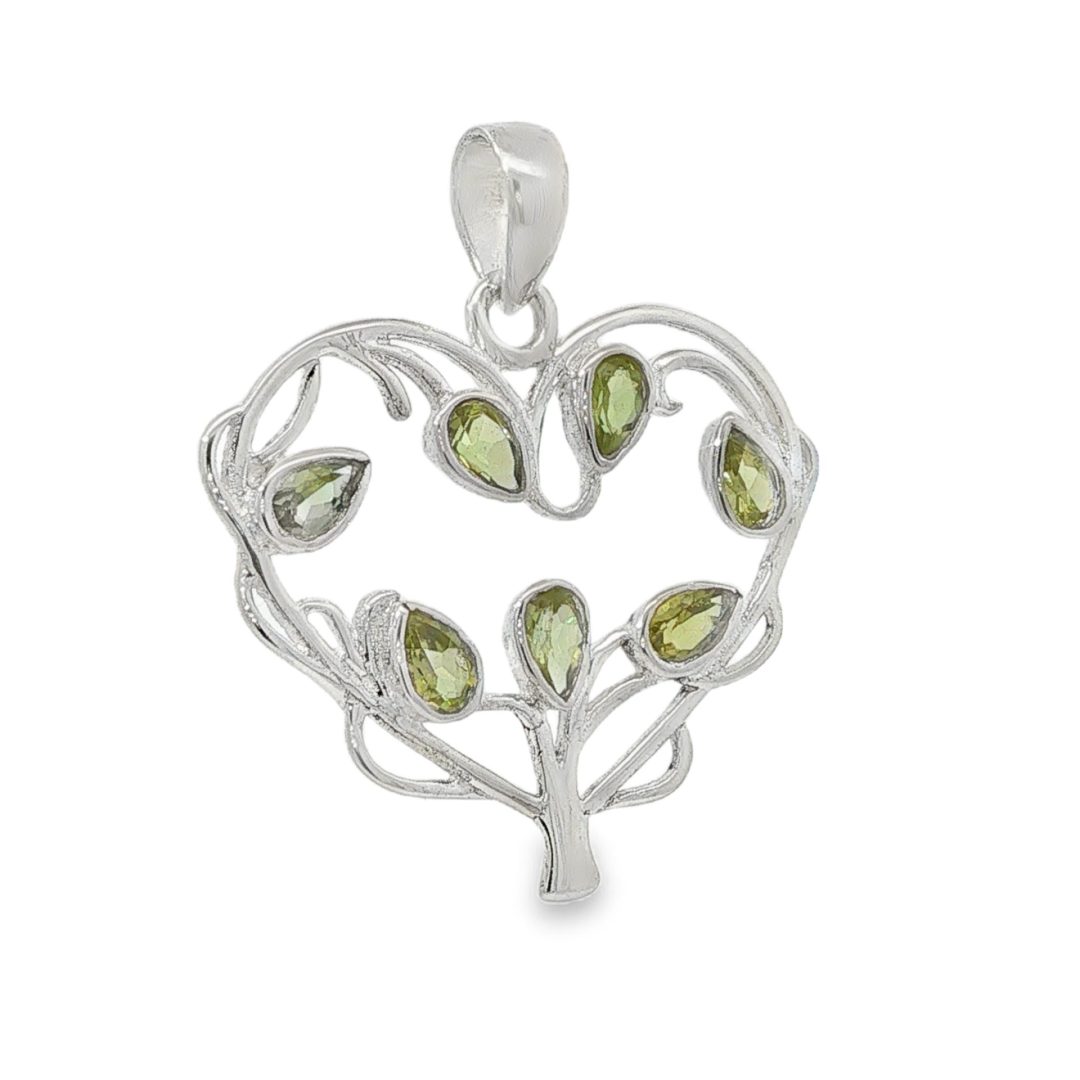 Peridot Seven Stone Heart Tree Pendant 4g - Image 3