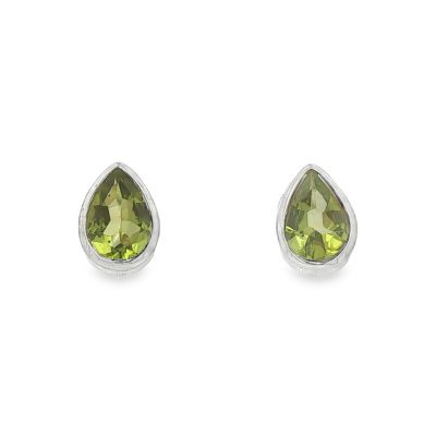 Peridot Peardrop Stud Earrings 2.6g