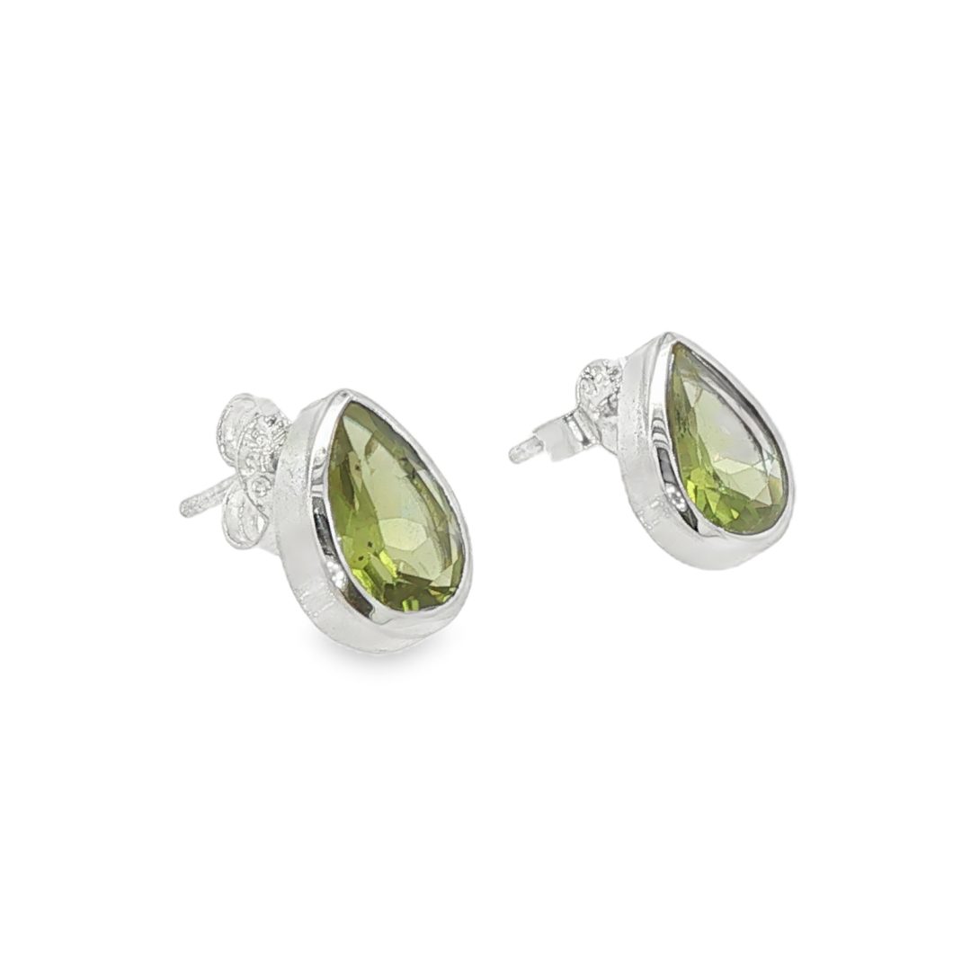 Peridot Peardrop Stud Earrings 2.6g - Image 2