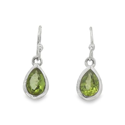 Peridot Peardrop Faceted Earrings 3.2g