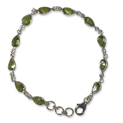 Peridot eleven stone faceted bracelet