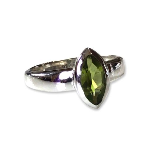 Peridot faceted marquise ring
