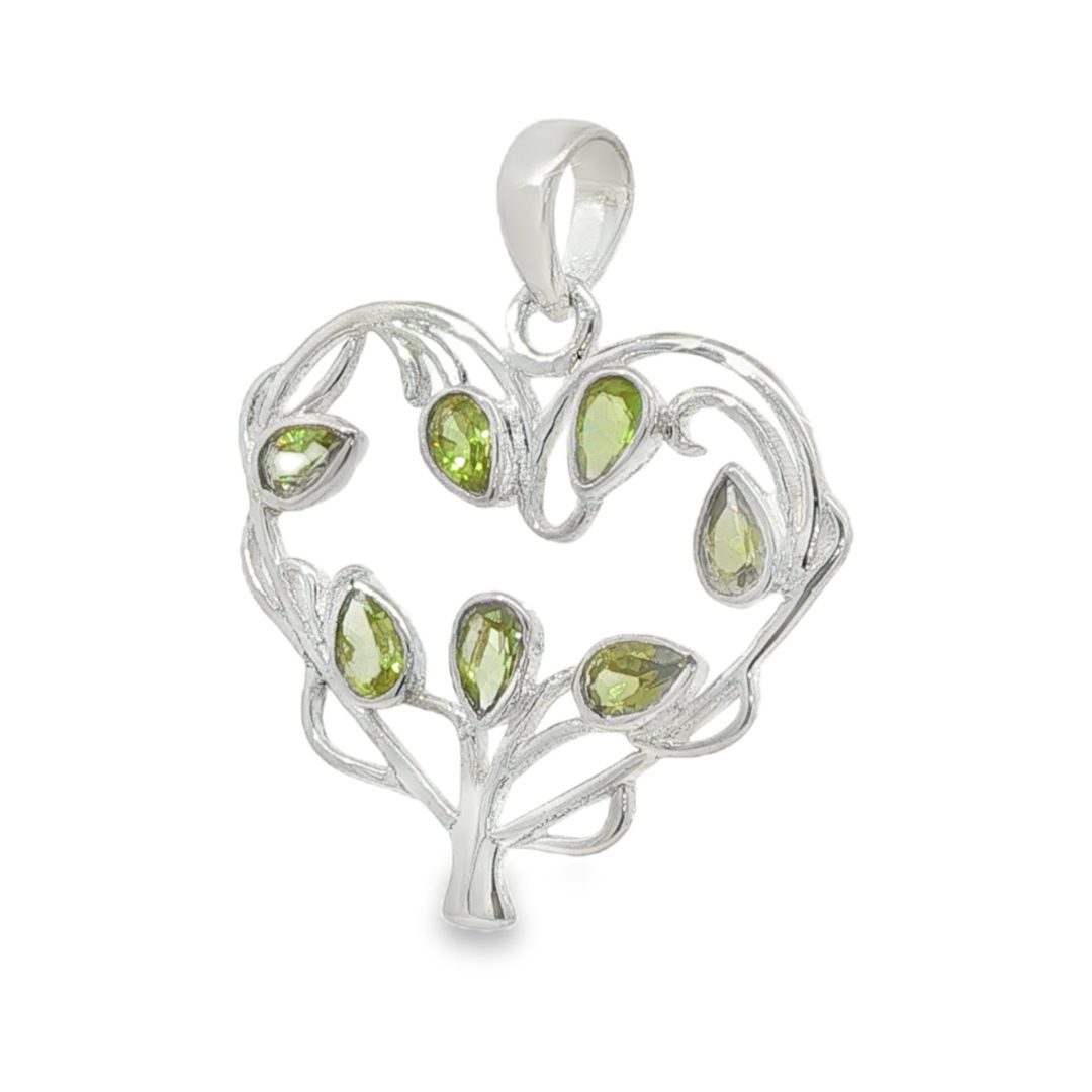 Peridot Seven Stone Heart Tree Pendant 4g - Image 2