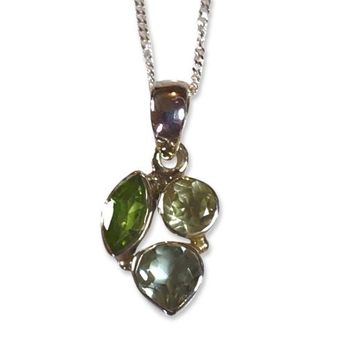 Multi stone pendant and chain - Peridot, Prasiolite and Citrine