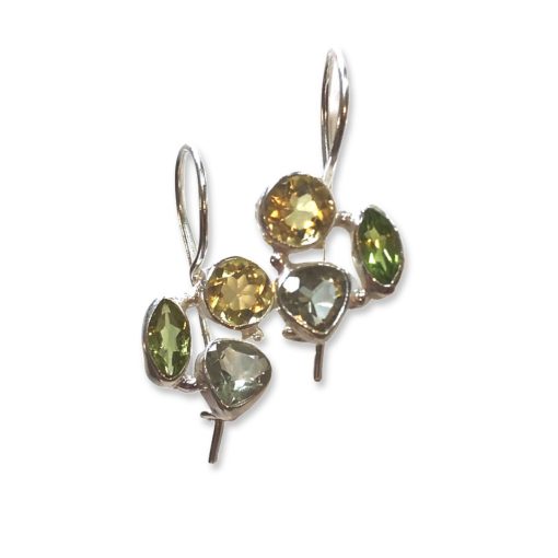Multi stone hook earrings - Peridot, Prasiolite and Citrine