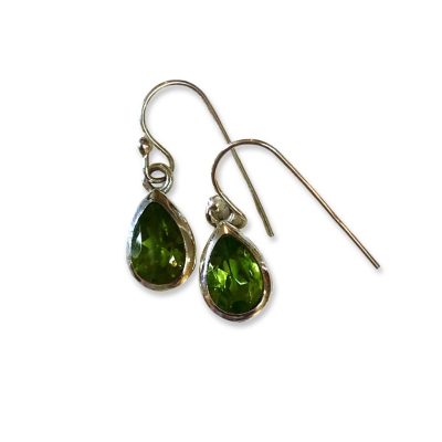 Peridot peardrop faceted drop earrings
