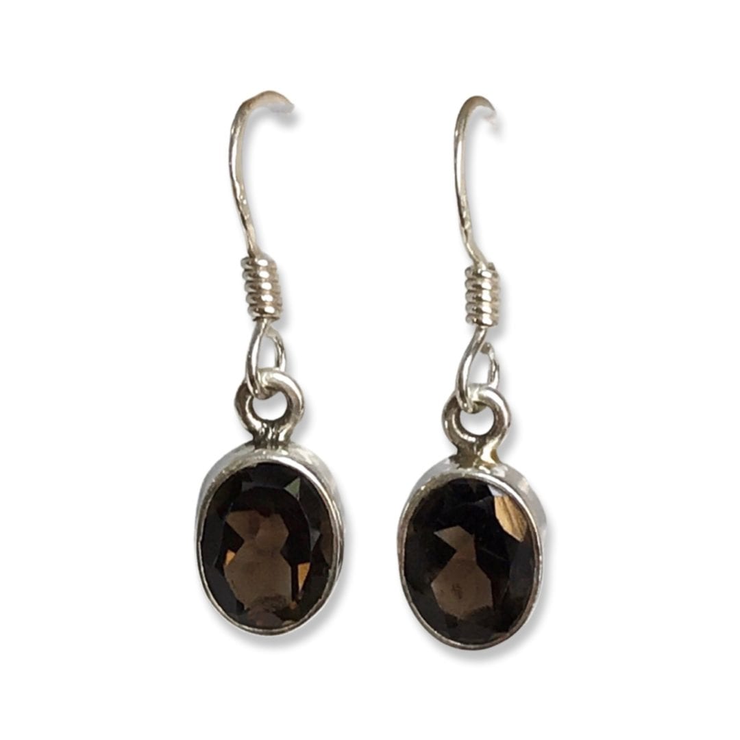 Smoky Quartz Oval Drop Earrings - Happy Glastonbury | Crystals & Gems